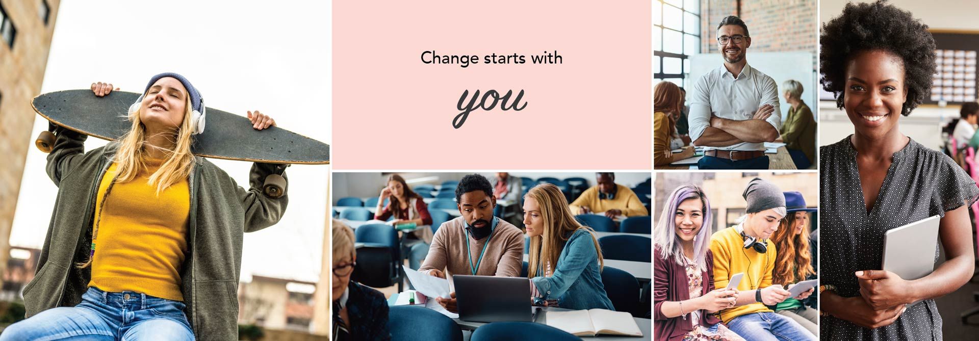 photos of diverse people illustrating how change starts with you and life coaching